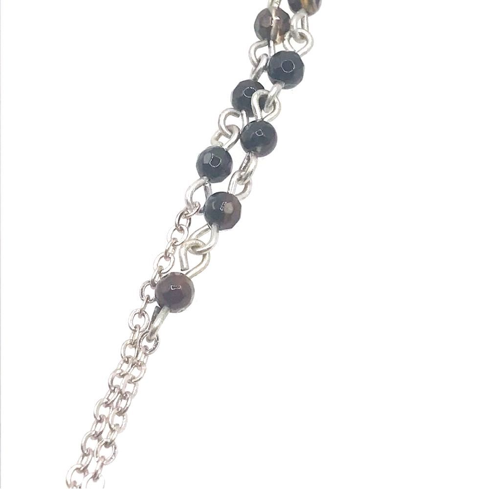 Silver Pendant Necklace with Natural Stone Tiger's Eye Beads - Picture 7 of 7